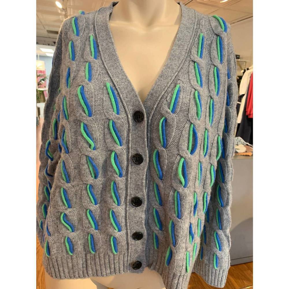NEW JUMPER1234 oversized button down long sleeve cardigan in multi